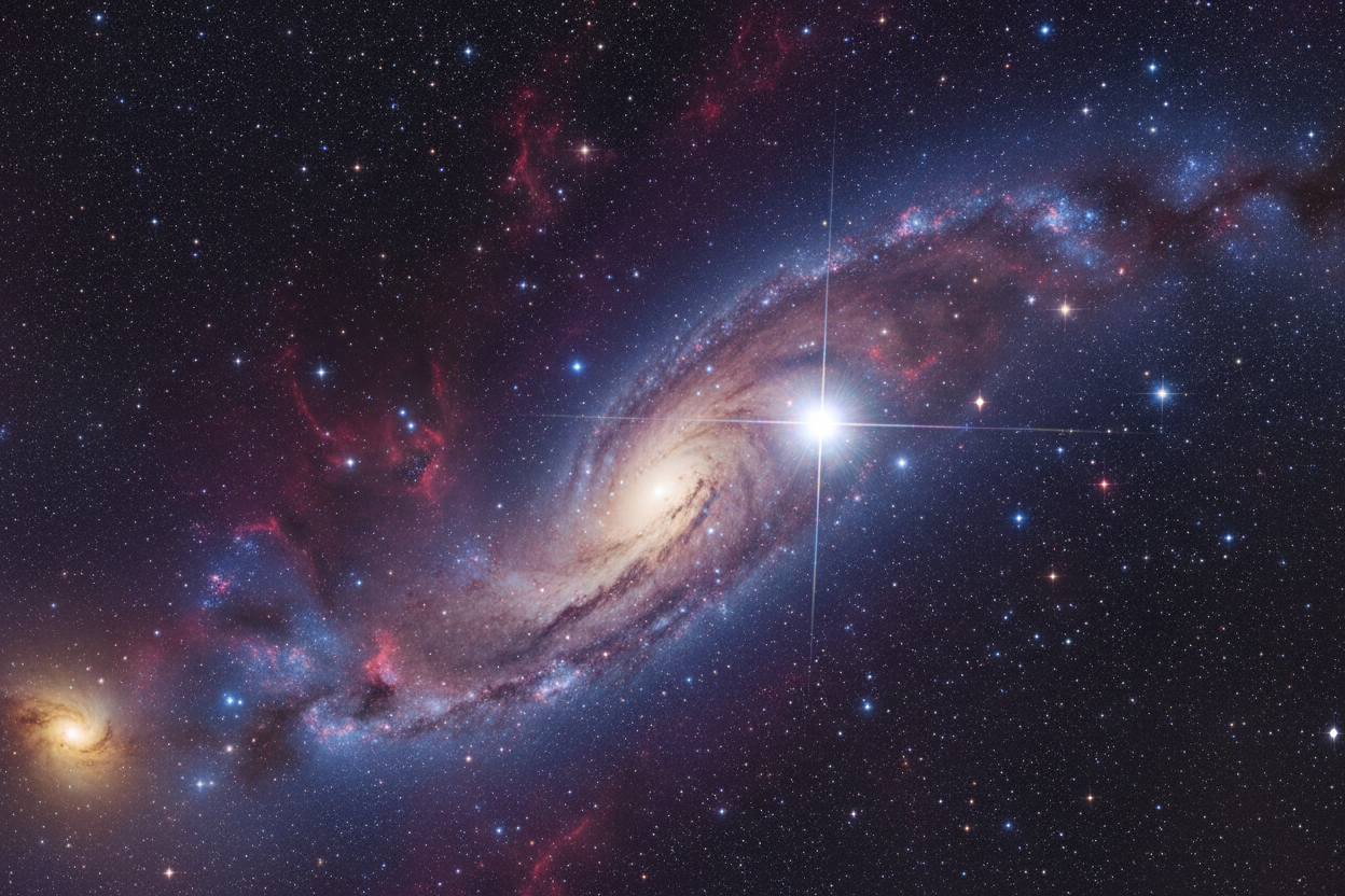 космос насыщенный млечный путь с яркой звездой